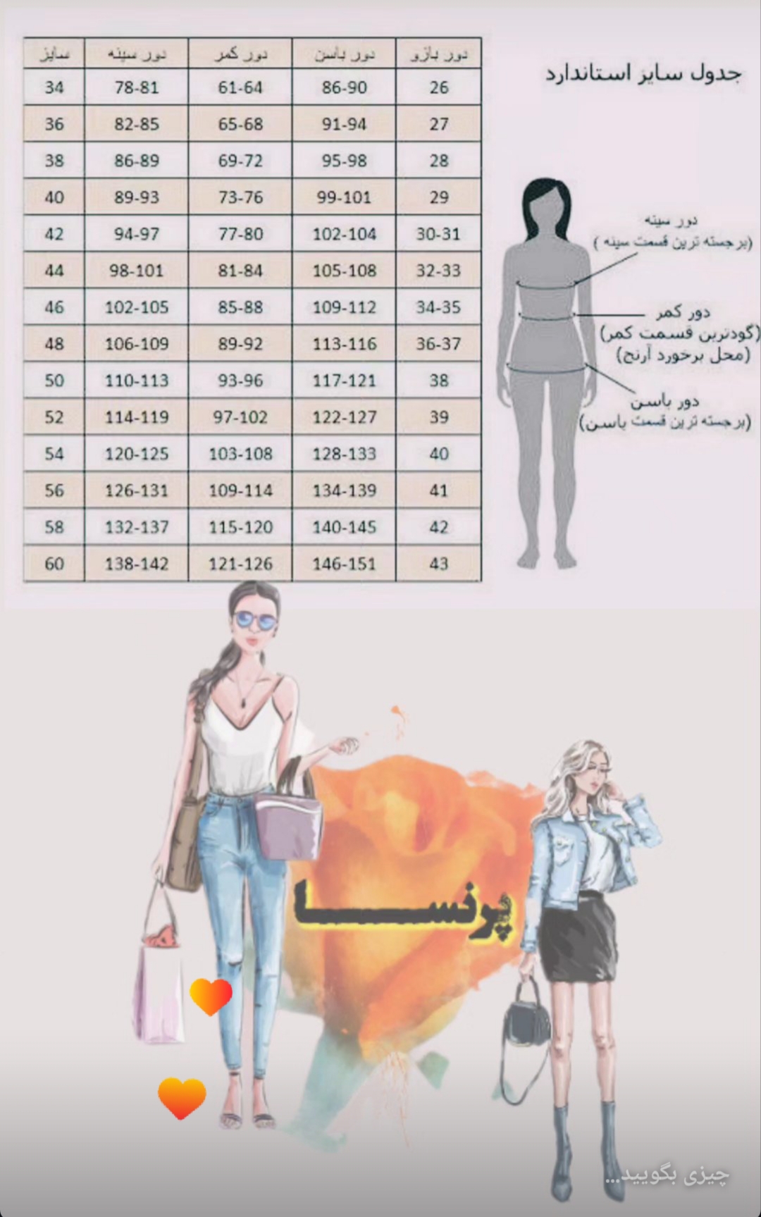 جدول اندازه گیری 